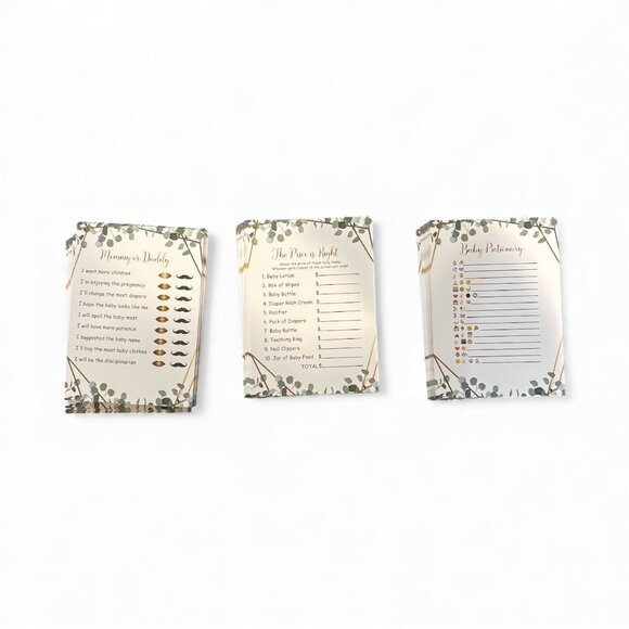 Baby Shower Party Supplies Set With Diaper Raffle Games Guest Book Party Favors - Picture 3 of 11